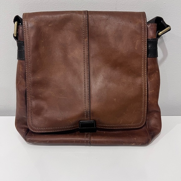 Fossil Other - Fossil Messenger Bag Purse Brown Cow Hide Leather Satchel Crossbody
